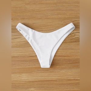 NEW Shein Solid High Cut Bikini BOTTOM White Medium